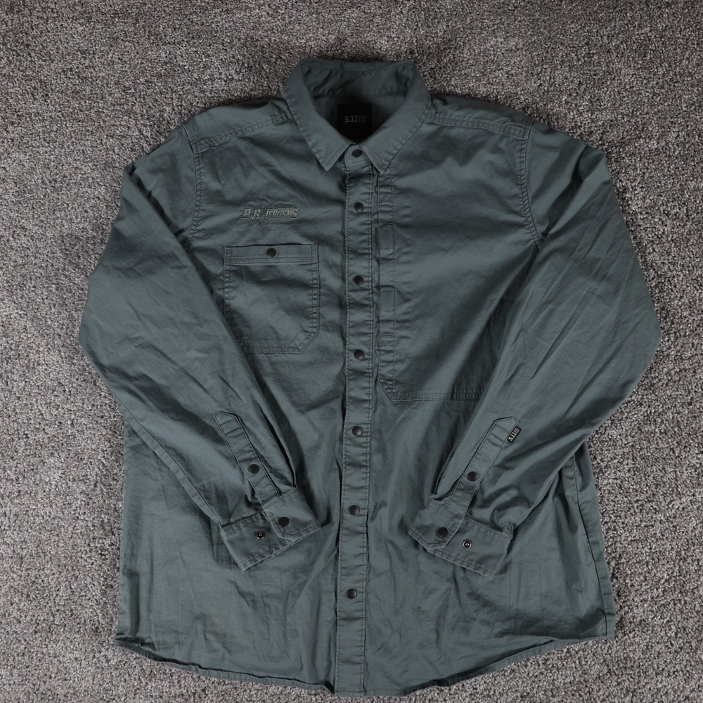 5.11 Tactical Men's XL Washed Green Long Sleeve Snap Work Utility Shirt